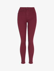 Jean skinny uni taille haute - Prune - 1