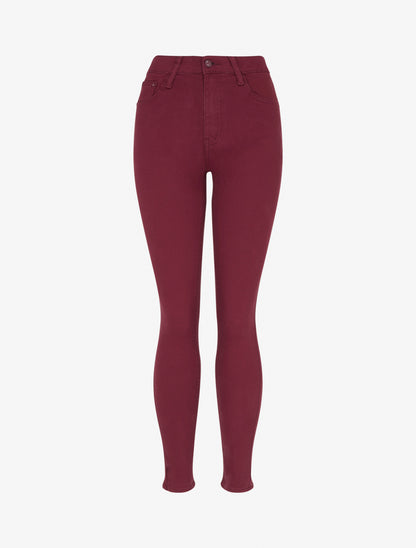 Jean skinny uni taille haute - Prune - 1