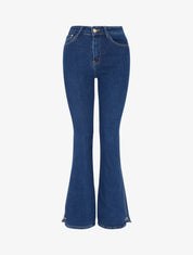 Jean flare à bords fendus - Bleu - 1