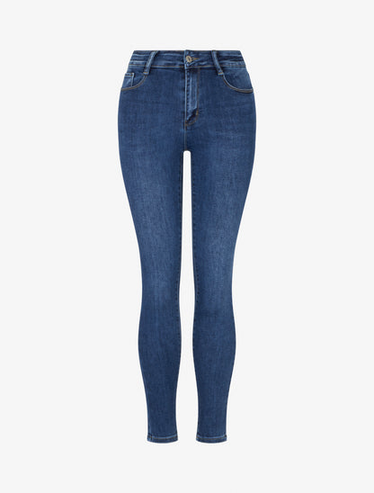 Jean skinny push up à taille haute - Bleu - 1