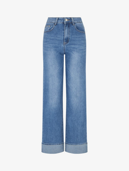 Jean ample à ourlet - Bleu clair - 1