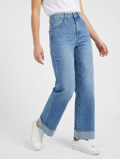 Jean mit weitem Saum - Hellblau