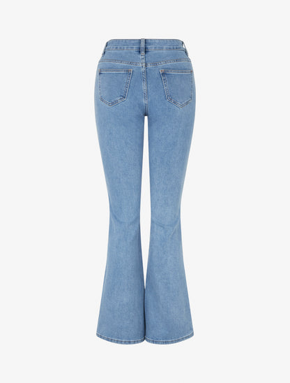 Jean flare push-up à boutonnage croisé - Bleu clair - 2