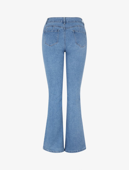 Jean flare stretch taille haute - Bleu - 2