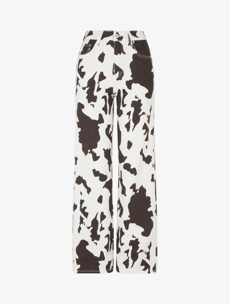 Jean wide leg à imprimé vache - Marron - 1