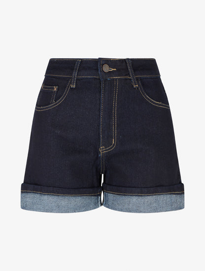 Short en jean à revers - Bleu brut - 1