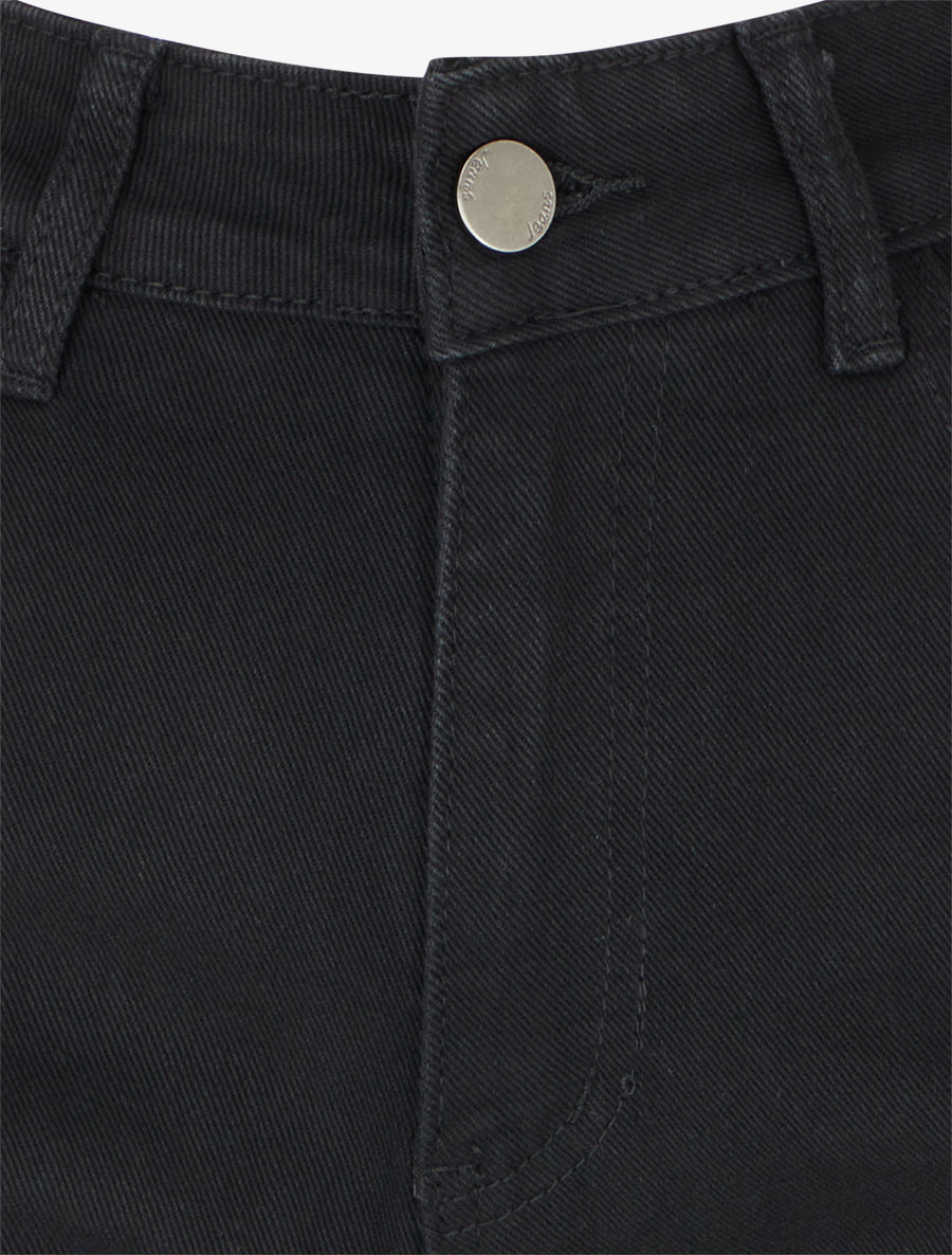 Short uni en jean à revers - Noir - 3