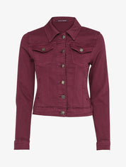 Veste en jean unie - Lie de vin - 3
