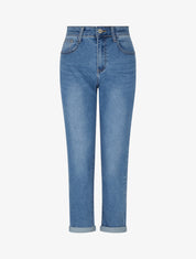 Jean à revers coupe mom fit - Bleu - 1