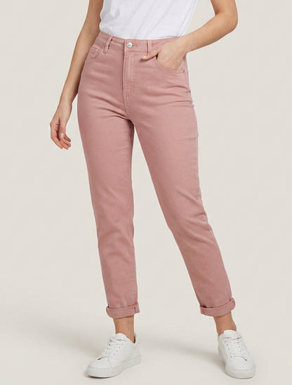 Jean mit hoher Taille - Altrosa
