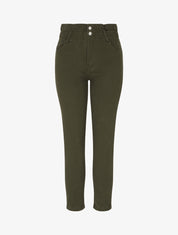 Jean mom taille haute élastiquée - Kaki - 1