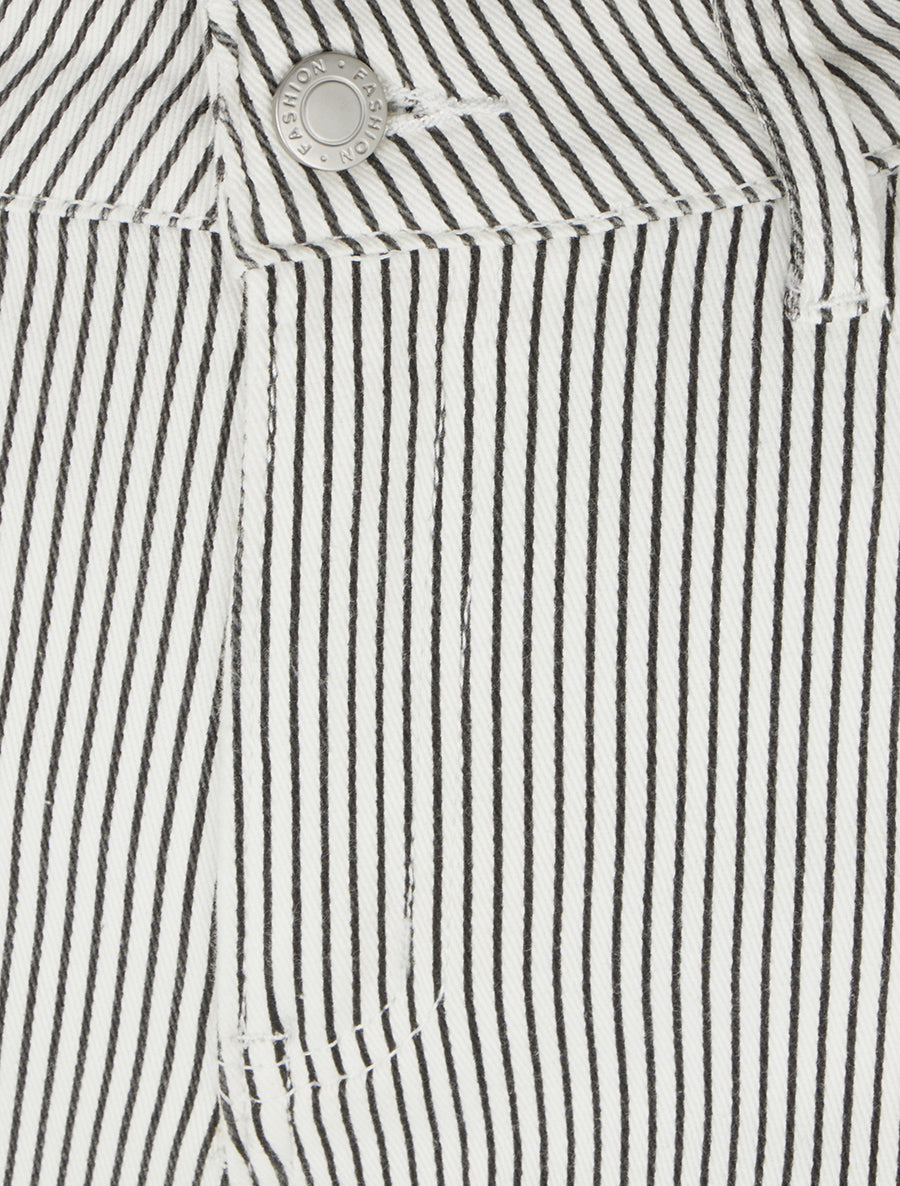 Jean ample à rayures - Blanc - 3