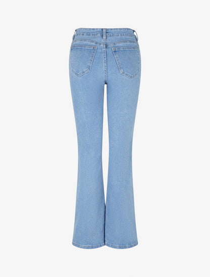 Jean coupe flare taille haute - Bleu clair - 2