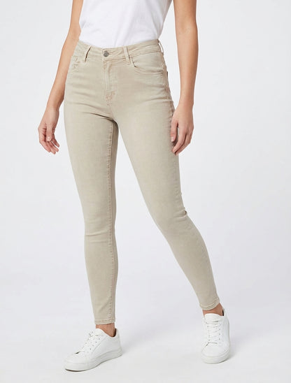 Unifarbene Skinny-Jeans mit normaler Taille - Beige
