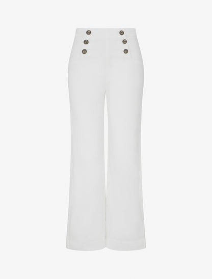 Jean droit style pantalon à pont - Blanc - 1