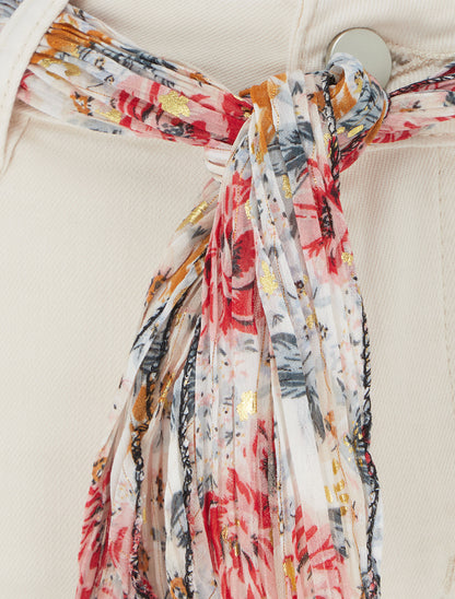 Jean skinny à ceinture imprimée - Beige clair - 3