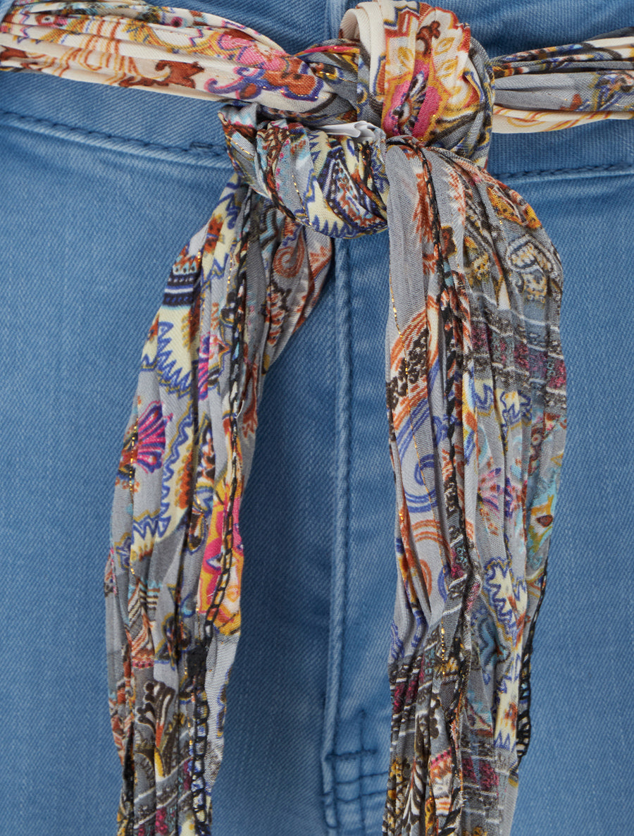 Jean skinny à ceinture imprimée - Bleu clair - 3