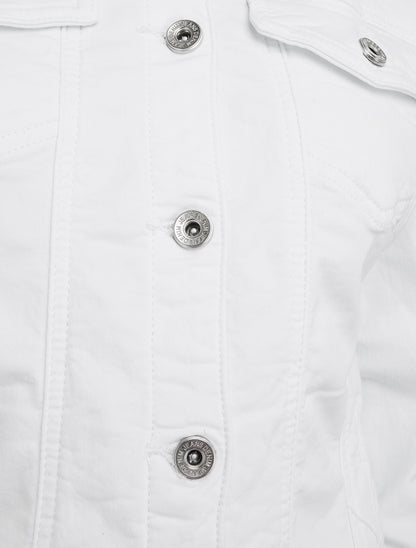 Veste en jean à bords élastiqués - Blanc - 3