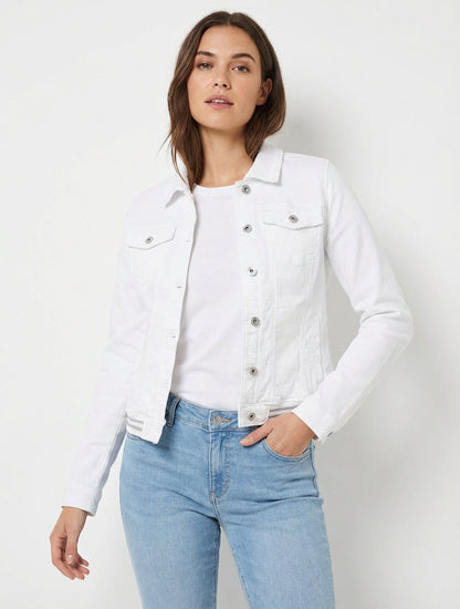 Jeansjacke mit elastischen Bündchen - Weiß