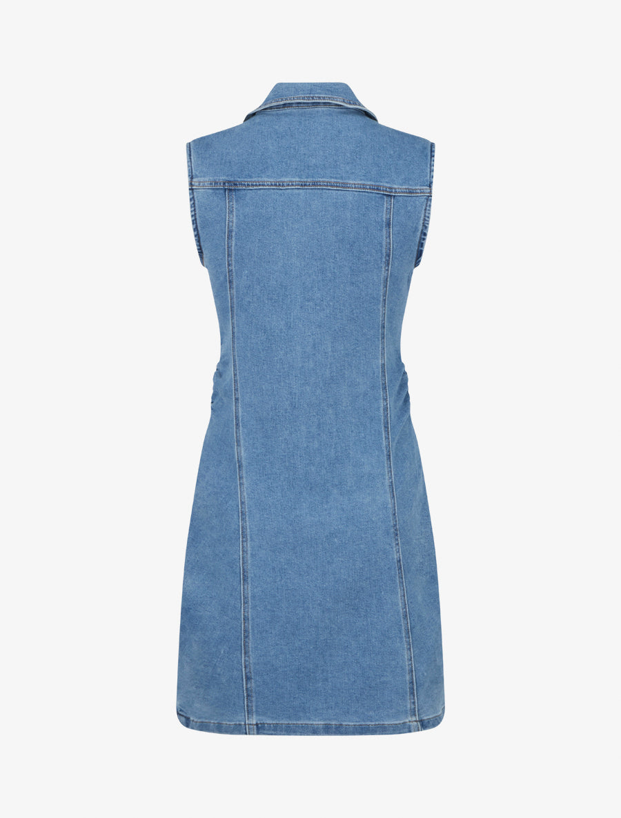Robe en jean ajustée sans manches - Bleu - 2