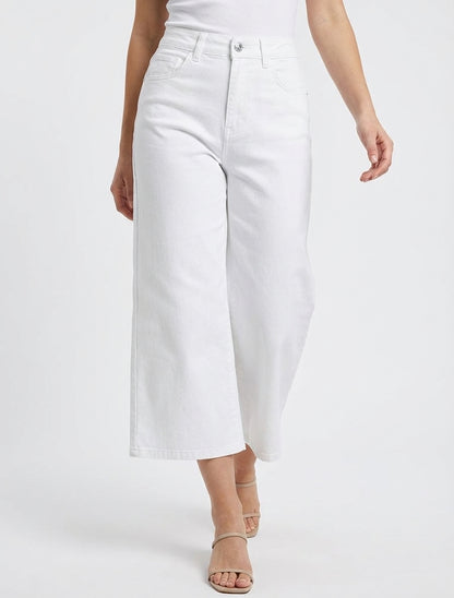 Einfarbige Jeans-Caprihose - Weiß