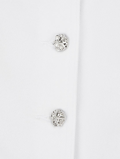 Top en jean boutonné - Blanc - 3