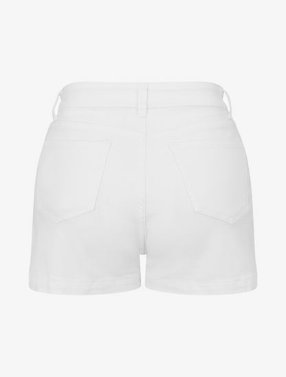 Short en jean taille standard coupe ajustée - Blanc - 2