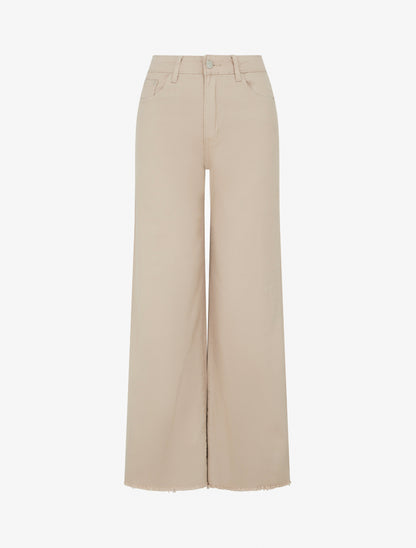 Jean wide leg à bords francs - Beige - 1