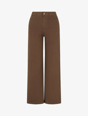 Jean wide leg taille haute - Marron - 1