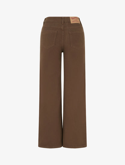 Jean wide leg taille haute - Marron - 2