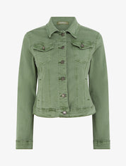 Veste en jean stretch coupe droite - Kaki - 1