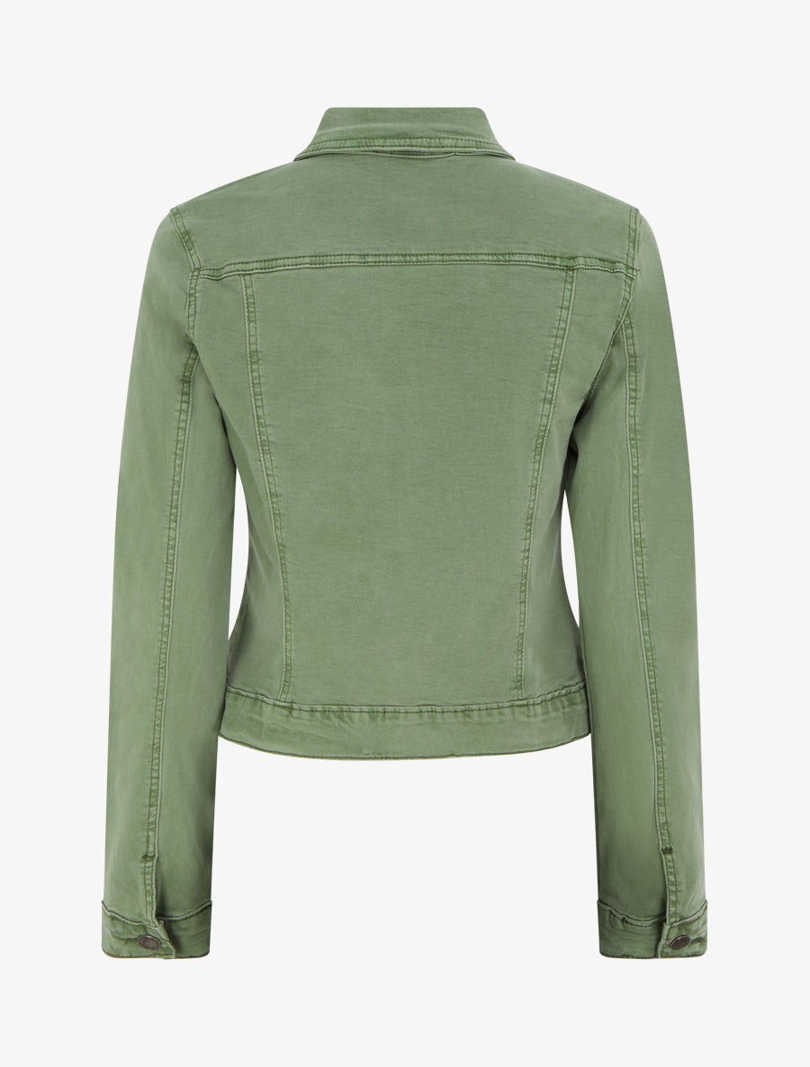 Veste en jean stretch coupe droite - Kaki - 2