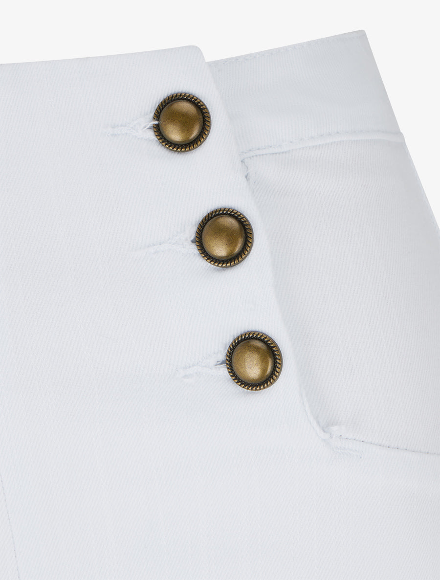 Jean droit style pantalon à pont - Blanc - 3