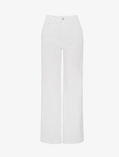 Jean droit uni taille haute - Blanc - 1