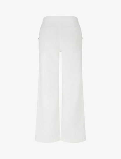 Jean style pantalon à pont à boutons nacrés - Écru - 2