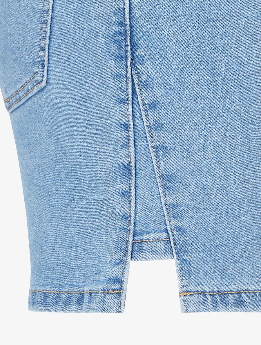 Short en jean bords fendus - Bleu - 3