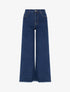 Jean wide leg à bords effilochés coupe droite - Bleu - 1