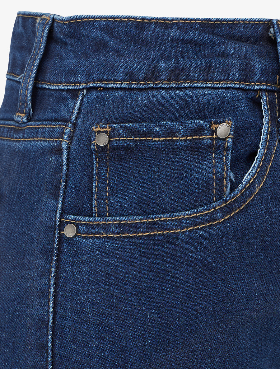 Jean wide leg à taille haute coupe droite - Bleu brut - 3
