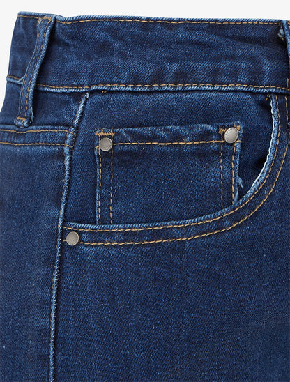 Jean wide leg à taille haute coupe droite - Bleu brut - 3