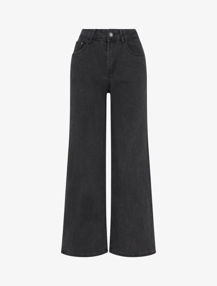 Jean wide leg taille haute - Gris anthracite - 1