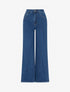 Jean ample taille haute à bords effilochés - Bleu - 1