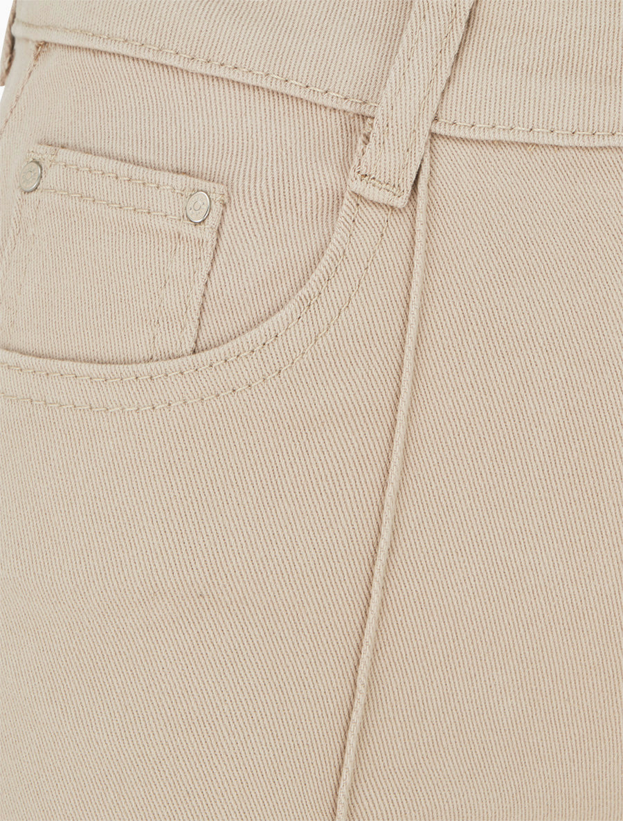 Jean wide leg taille haute à couture apparente - Beige - 3