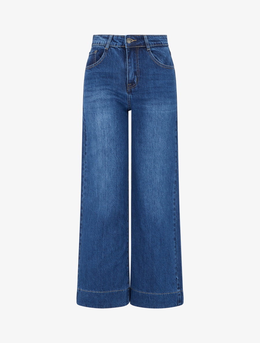 Jean wide leg à taille haute - Bleu denim - 1