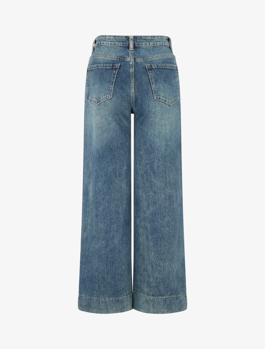Jean wide leg à taille haute - Bleu moyen - 2