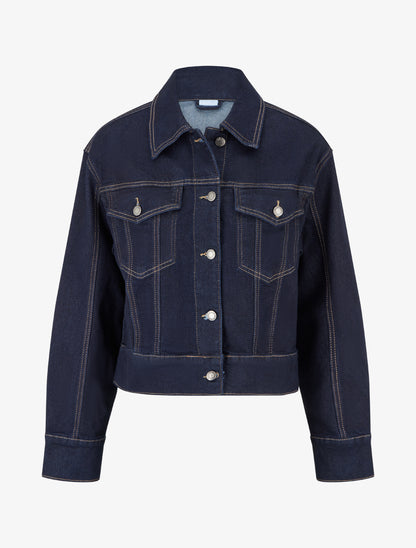 Veste en jean courte coupe droite - Bleu brut - 1