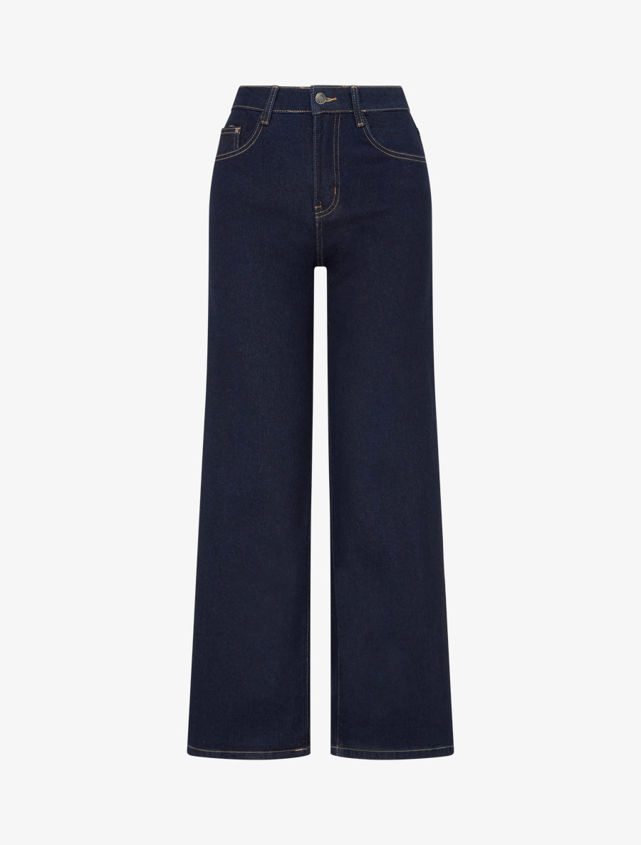 Jean wide leg à coutures apparentes - Bleu brut - 1