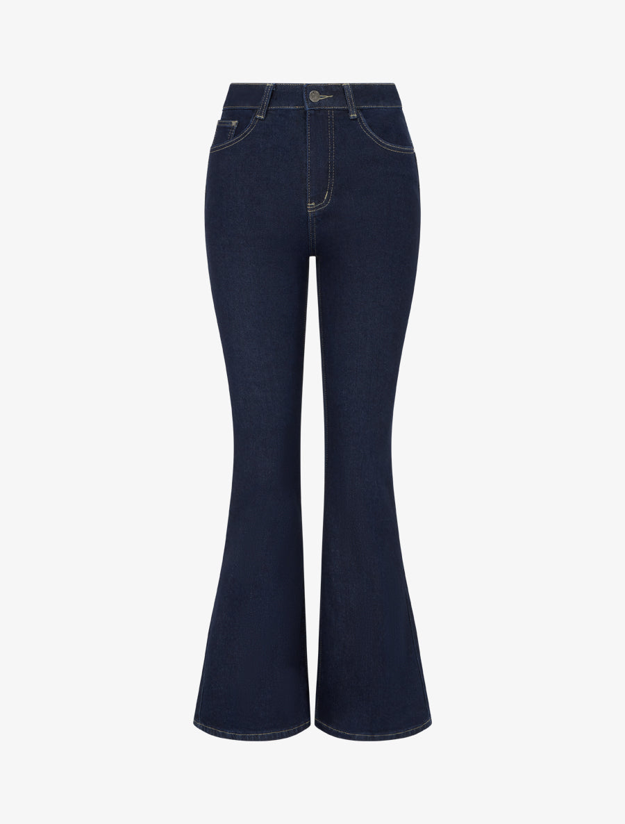 Jean flare push-up taille haute - Bleu brut - 1