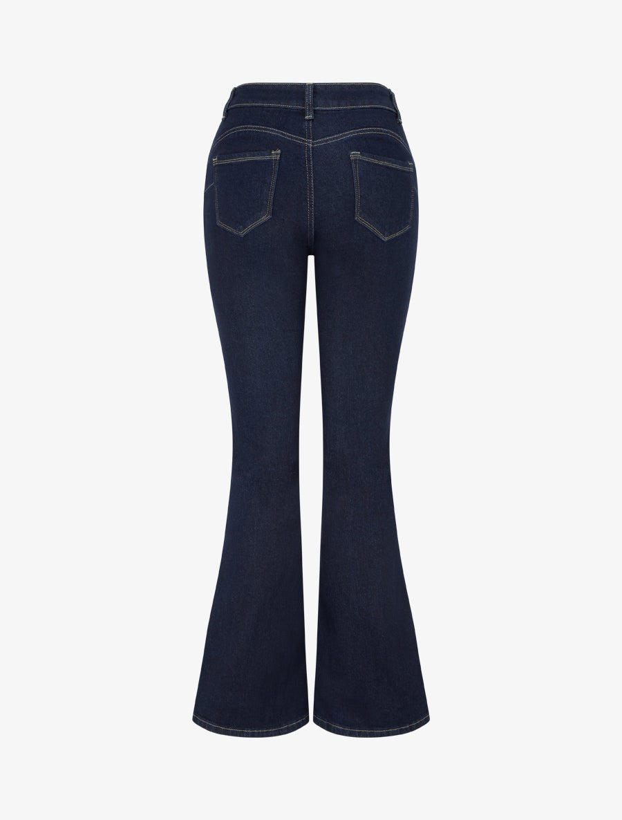 Jean flare push-up taille haute - Bleu brut - 2