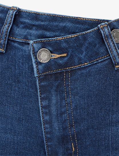 Jean wide leg à boutonnage croisé - Bleu denim - 3