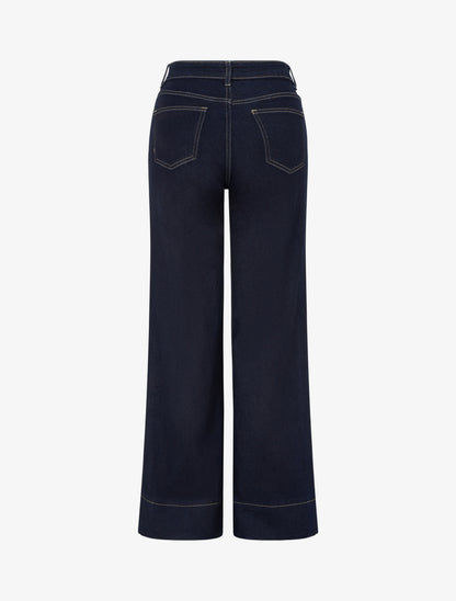 Jean taille haute coupe wide leg - Bleu brut - 2